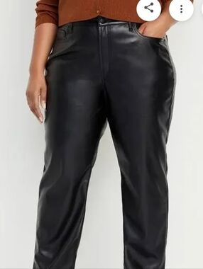 Size 14 Old Navy OG High Rise Loose Black Faux Leather Pants